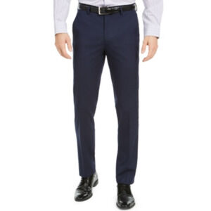 Alfani Men Slim Fit Stretch Solid Suit Pants Navy Size 36X34